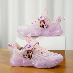 Disney Girls' Casual Shoes Mesh Breathable Running Shoes Sneakers Pink Purple Frozen Priness Elsa Shoes Size 26-37 SHOWLU FASHION STORE