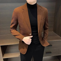 Plaid Men's Suit Jackets Coat Single Breasted Male Blazer Party Classic Original Fashion 2024 Simple Fashionable New in Casual