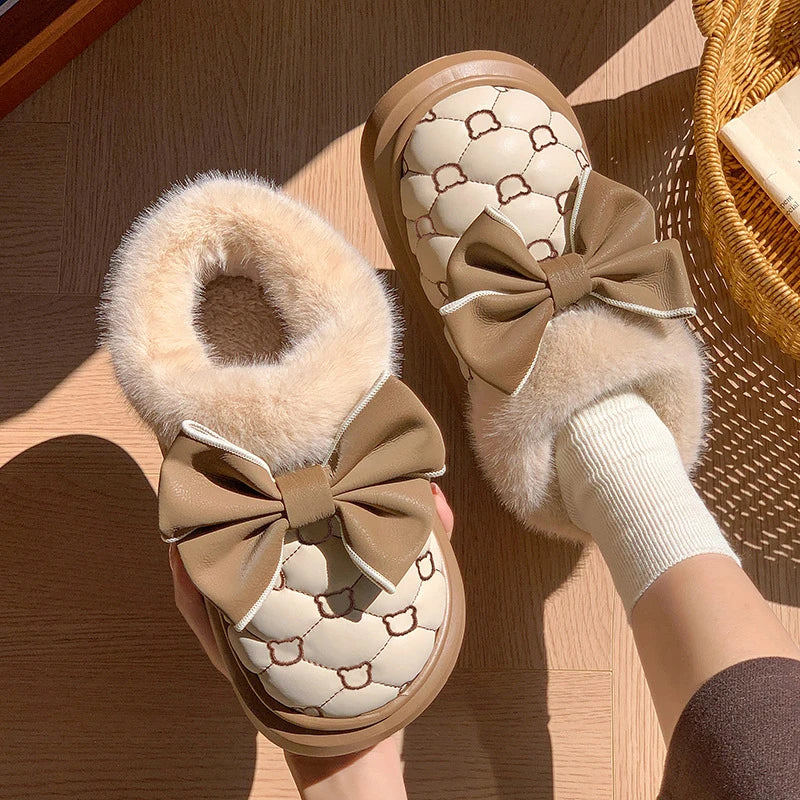 Women Snow Boots for Cute Butterfly Fluffy Botas Autumn Print Bear Thick Bottom Platform Boots Outdoor Comfort Warm Cottom Shoes SHOWLU FASHION STORE