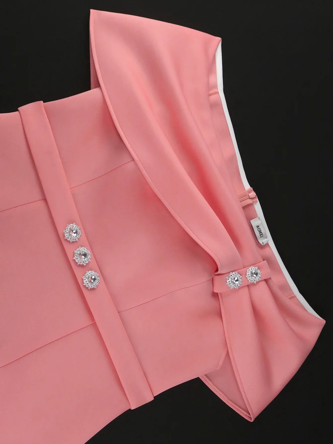 Pink Off Shoulder Dresses for Women Diamond Decoration Slim Fit Package Hip Birthday Wedding Guest Midi Pencil Dress 2025 New SHOWLU FASHION STORE