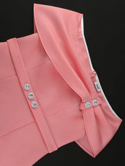Pink Off Shoulder Dresses for Women Diamond Decoration Slim Fit Package Hip Birthday Wedding Guest Midi Pencil Dress 2025 New SHOWLU FASHION STORE