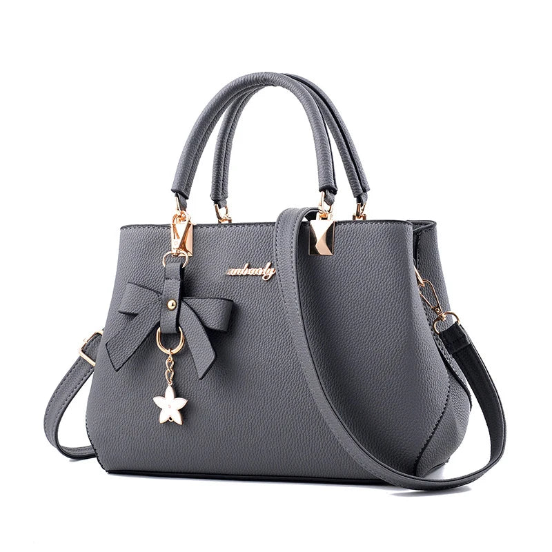 Yogodlns Elegant Women Messenger Bags with flower pendant Office Ladies Totes Pure Handbag for female Crossbody Shoulder Bags SHOWLU FASHION STORE