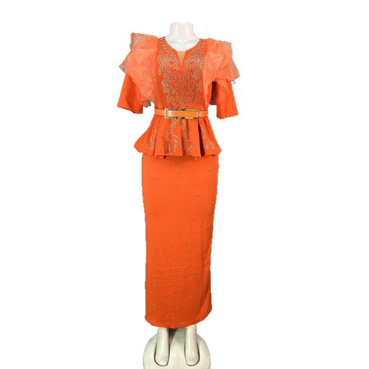 Africa Dress for Women for Evening Party Elegant African Short Sleeve V-neck Bodycon Dress Dashiki African Clothes Women Gowns