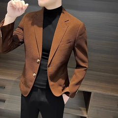 Plaid Men's Suit Jackets Coat Single Breasted Male Blazer Party Classic Original Fashion 2024 Simple Fashionable New in Casual