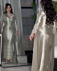 Silver Grey Sheath Prom Dresses Long for Women 2025 Beading Crystal Diamond Formal Evening Gowns Customized SHOWLU FASHION STORE