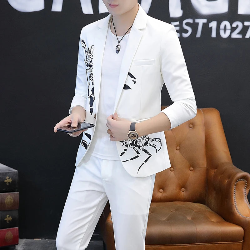 New two-piece suit (suit + western pants) slim and handsome Korean version of the suit business casual handsome suit men's suit SHOWLU FASHION STORE