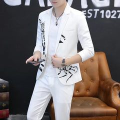 New two-piece suit (suit + western pants) slim and handsome Korean version of the suit business casual handsome suit men's suit SHOWLU FASHION STORE