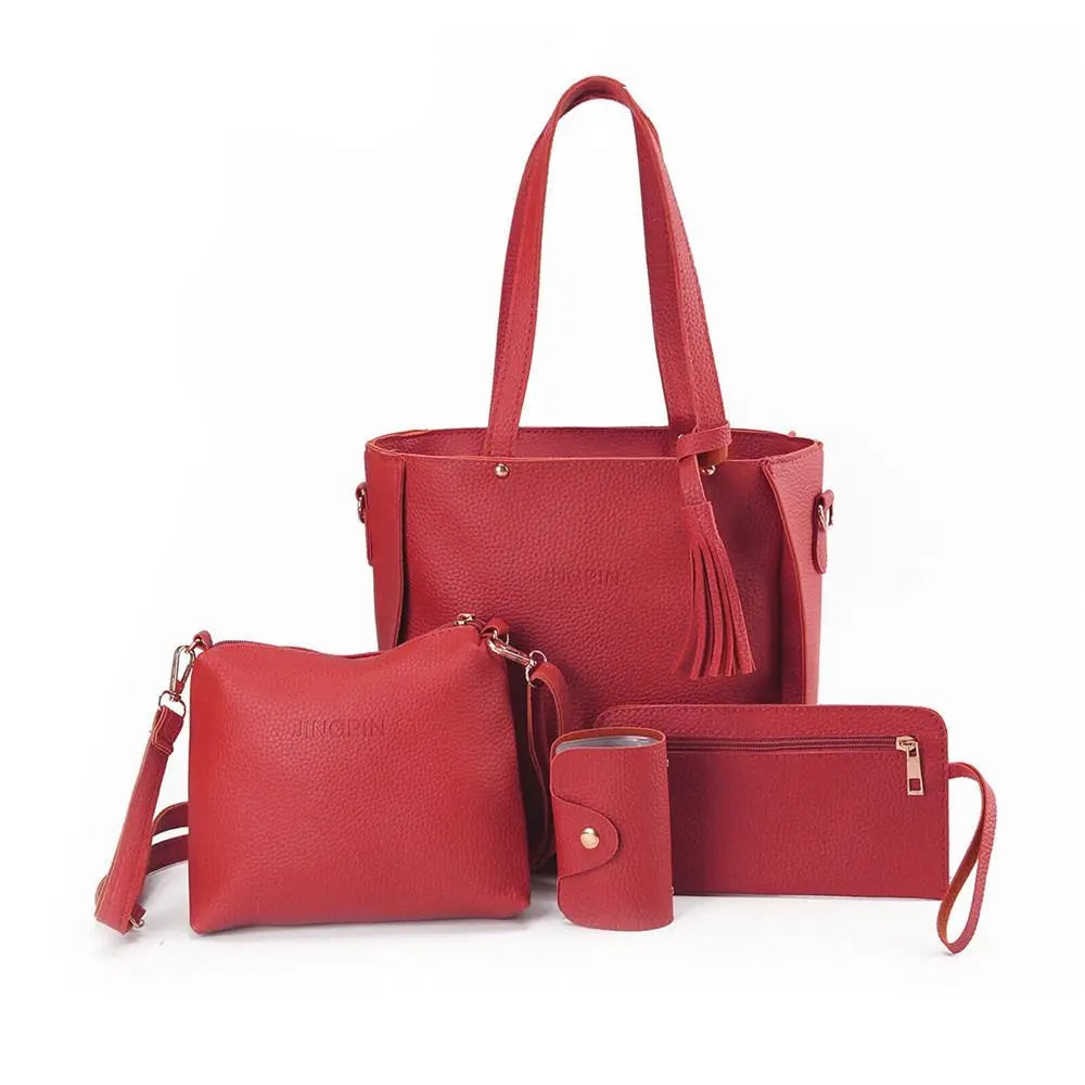 4Pcs/set Leather Crossbody Bags Women Bag Set Pattern Portable Fashion Shoulder Bags Purse Ladies PU Crossbody Bag SHOWLU FASHION STORE