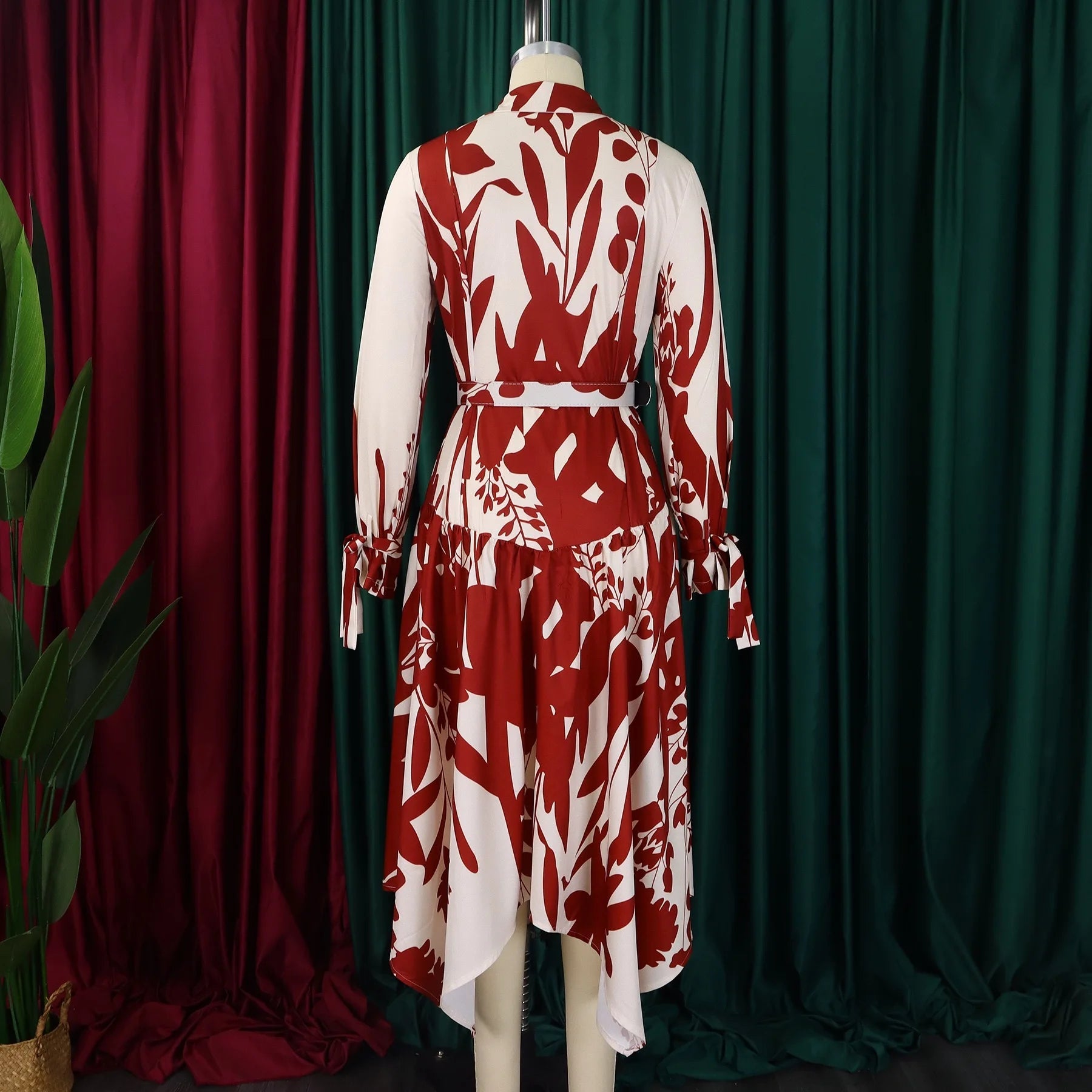 Elegant Printed Dresses Woman 2024 Turn Down Collar Single Breasted Full Sleeve Asymmetric Ankle Length Fashion Birthday Dress SHOWLU FASHION STORE