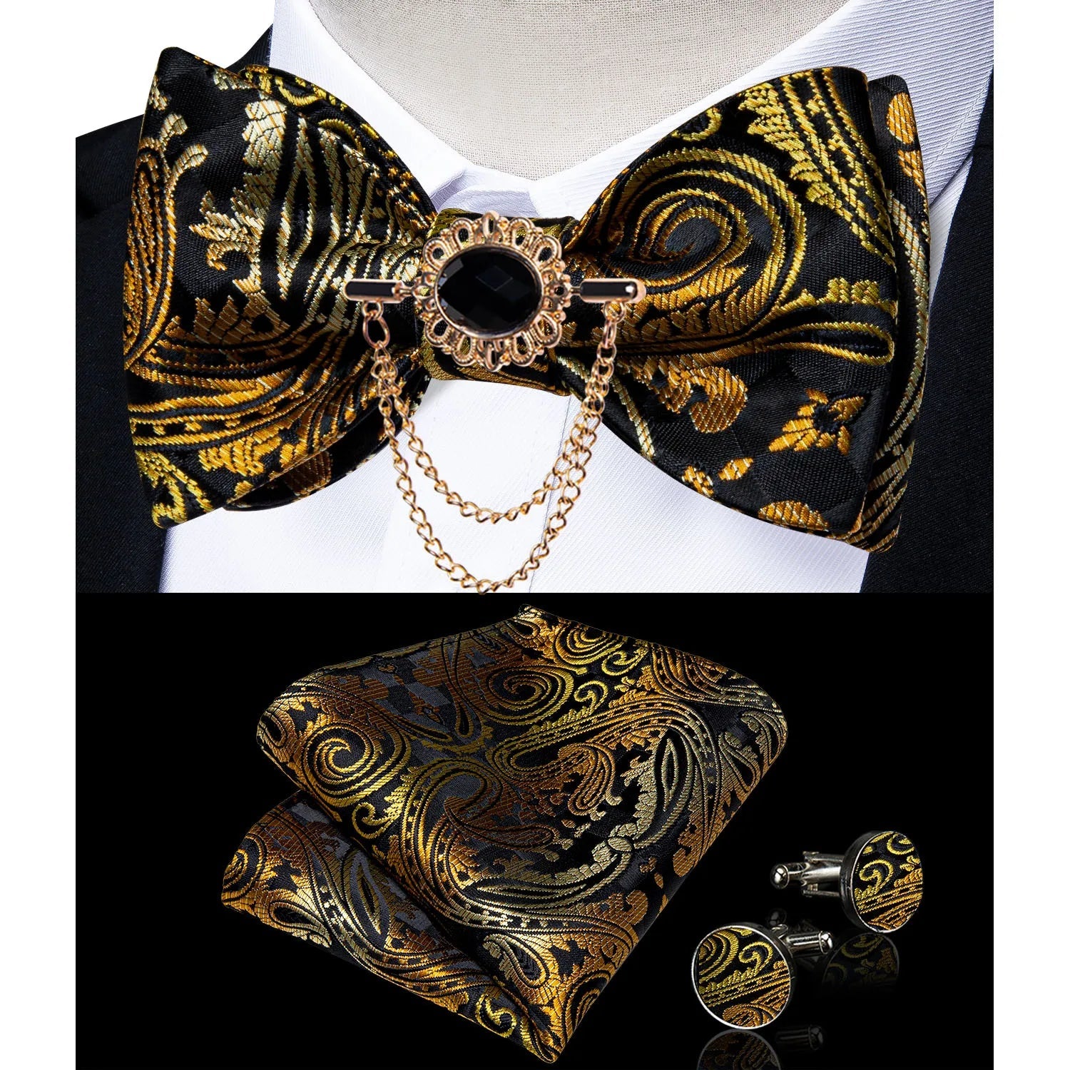 Pink Plaid Solid Men's Self Tie Bow Tie Silk Jacquard Woven Wedding Party Bowtie Hanky Brooch Set Men Butterfly Necktie DiBanGu SHOWLU FASHION STORE