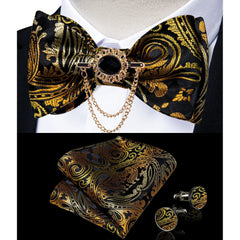 Pink Plaid Solid Men's Self Tie Bow Tie Silk Jacquard Woven Wedding Party Bowtie Hanky Brooch Set Men Butterfly Necktie DiBanGu SHOWLU FASHION STORE