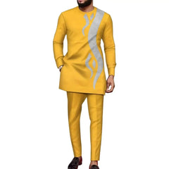 Mans Tracksuits Suits Set Kaftan Embroidered Long Sleeve Tops Pants 2Pcs Set Outfits Wedding Wear African Ethnic Casual Clothing