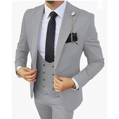 Formal Men 3 Piece Wedding Suits Groom Tuxedos Slim Fit Business Suits Peak Lapel Jacket Costume Homme (Blazer+Pants+Vest) SHOWLU FASHION STORE