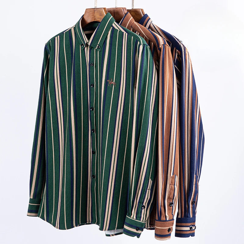 Plus size 6XL 100%cotton korean fashion long-sleeve shirts for men slim fit formal plain shirt striped houndstooth plaid clothes SHOWLU FASHION STORE
