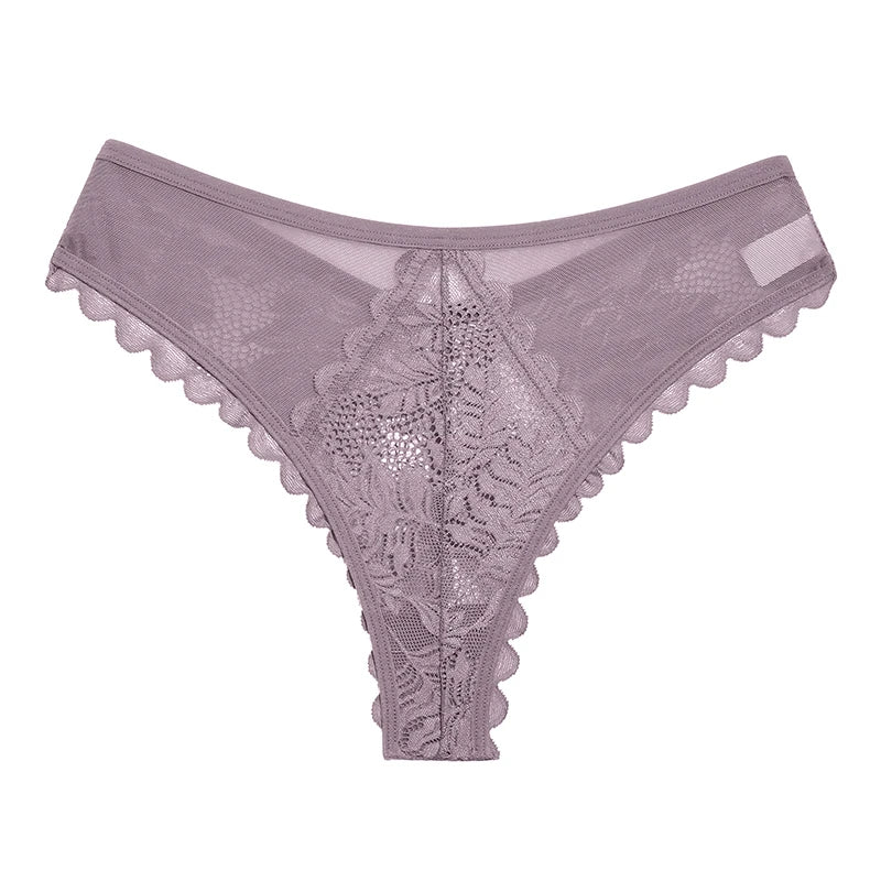 Lace Underwear Women's Panties Sexy Low-Waist Thong Hollow Out G String Female Underpant Solid Comfortable Female Lingerie SHOWLU FASHION STORE