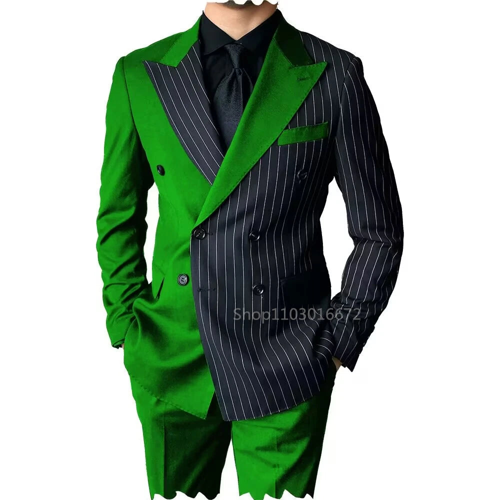 New Style Slim Fit Men Suits 2 Piece Groom Tuxedos Peak Lapel Double Breasted Blazer Pants Sets Prom Business Costume Homme SHOWLU FASHION STORE