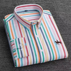 Plus size 6XL 100%cotton korean fashion long-sleeve shirts for men slim fit formal plain shirt striped houndstooth plaid clothes SHOWLU FASHION STORE