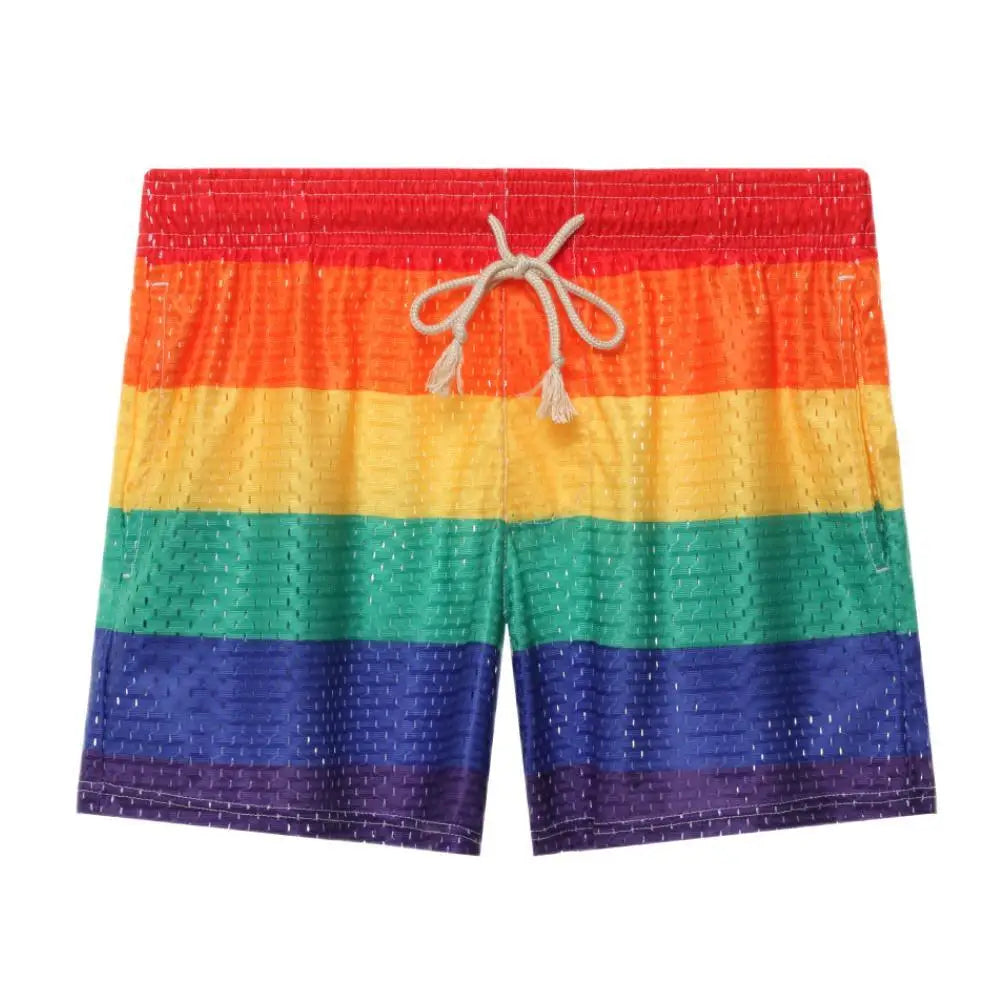 Men's Sets Rainbow Hooded Men's Tank Tops Mesh Breathable V-neck Vests Men Shorts Streetwear Tops Tee Sports Fitness Singlets SHOWLU FASHION STORE