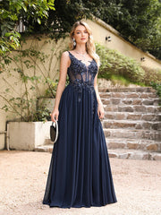 Shiny Appliques A Line Evening Dresses Elegant Fish Bone Beaded Illusion Spaghetti Straps Prom Gown Formal Party Vestido De Gala SHOWLU FASHION STORE