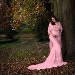 Maternity Dress Photoshoot Maxi Gown Elegant Batwing Sleeve Bodycon Long Maternity Dress For Photography Baby Shower Dresses