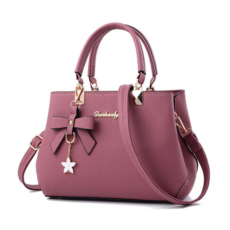 Yogodlns Elegant Women Messenger Bags with flower pendant Office Ladies Totes Pure Handbag for female Crossbody Shoulder Bags SHOWLU FASHION STORE