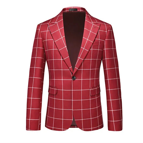 Single Breasted Plaid Suit Men's Clothing Fashion Simple Men Business Social Wedding Party Tuxedo Dress Blazers Jacket SHOWLU FASHION STORE