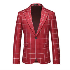 Single Breasted Plaid Suit Men's Clothing Fashion Simple Men Business Social Wedding Party Tuxedo Dress Blazers Jacket SHOWLU FASHION STORE
