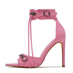 Liyke Summer Fashion Zip Tassel Women Sandals Metal Rivet Buckle Pointed Open Toe Stripper Heels Wedding Banquet Shoes Stiletto SHOWLU FASHION STORE