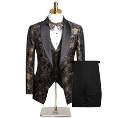 Elegant Wedding 3 Piece Jacket Pants Vest Full Set Luxury Single Breasted Peak Lapel Purple Male Clothing Men's Suits Blazer SHOWLU FASHION STORE