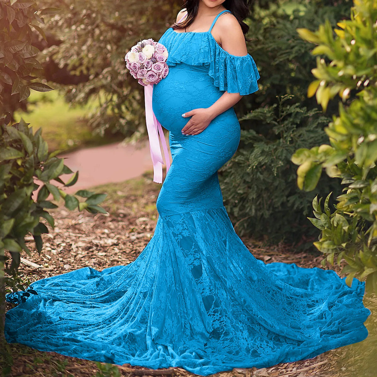 Dress Tulle Maternity Clothes Breast Feeding Dress Supplier Maternity Dress Women Lace Mesh Sleeveless Coral Maternity Dress