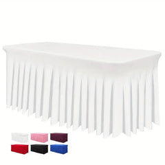 6ft, Rectangle Table Skirts, Polyester Fitted Table Covers, Black Table Cloth For 6 Ft Table With Skirt,Spandex Table Cover SHOWLU FASHION STORE