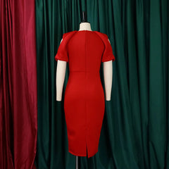 Elegant Dresses for Women O Neck Cold Shoulder Solid Package Hips Mid Calf Luxury Female Birthday Party Dinner Vestidos Mujer SHOWLU FASHION STORE