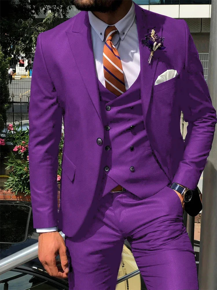Dark Blue 3 Piece Slim Men Fashion Suit Cutsom Groom Wedding Tuxedo Prom Wedding Tailor Made Men Suit Costume Homme Mariage SHOWLU FASHION STORE