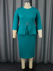 Elegant Church Dresses for Women Peplum Hidden Belly Long Sleeves Midi Classy Modest Female African Gowns Office Ladies New Fall SHOWLU FASHION STORE