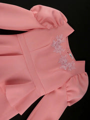 Pink Long Dresses for Women Long Sleeve High Waist Ruffles Peplum Package Hip Evening Banquets Birthday Party Outfits 2024 New SHOWLU FASHION STORE