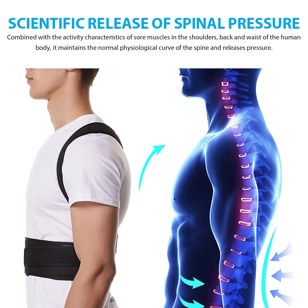 Back Brace Posture Corrector Belt for Women & Men Back Lumbar Support, Adjustable Shoulder Posture Support for Improve Scoliosis SHOWLU FASHION STORE