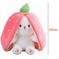 Random 1 Pcs 18cm Cute Stuffed Toys Strawberry Rabbit Radish Rabbit Plush Toys Zipper Doll SHOWLU FASHION STORE