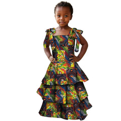 African Dresses for Kids Girls Traditional clothes Africa Print Bazin Riche Cute Kids Party Dress WYT833