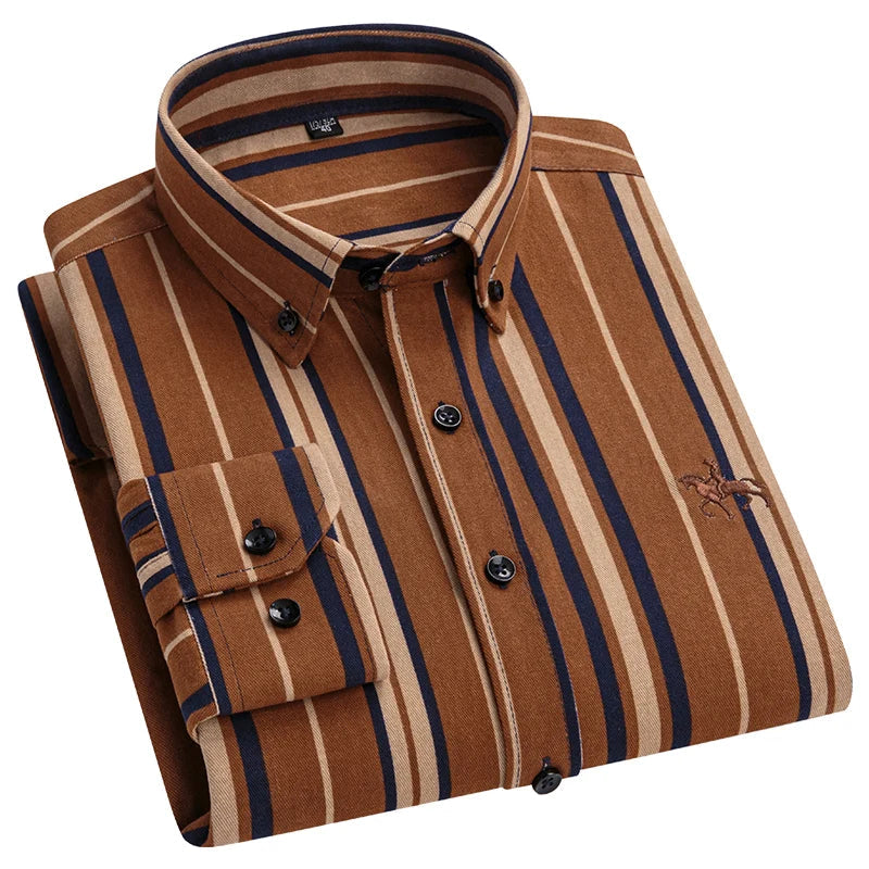 Plus size 6XL 100%cotton korean fashion long-sleeve shirts for men slim fit formal plain shirt striped houndstooth plaid clothes SHOWLU FASHION STORE