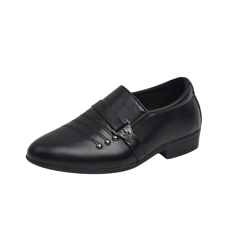 Children's Leather Shoes for Boys Toddler Kids Party Wedding Formal Performance Shoes School All-match Black White Loafers Shoes SHOWLU FASHION STORE