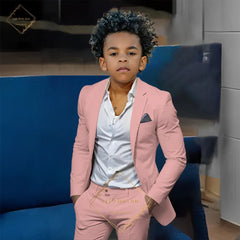Kids' Orange Single-Breasted Suit (Jacket + Trousers) – Stylish Slim Fit, Perfect for Weddings & Cocktail Parties SHOWLU FASHION STORE