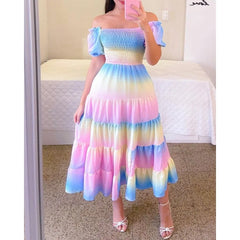 Women High Waisted Loose Fitting Long Dress, Elegant Suit In Contrasting Colors For Beach And Summer Vestidos Verano Moda 2024