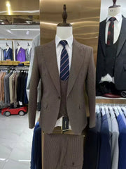 2024 Grey Plaid Men's Suit 3-piece Formal Best Man Wedding Suit Men Suit Wedding Suits for Men  Men Clothing SHOWLU FASHION STORE