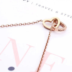 2024 New Valentine's Day Gift Double Heart Bracelets for Women Custom Engraved Name Steel Bracelets Eternal Rose Box Wedding Box SHOWLU FASHION STORE
