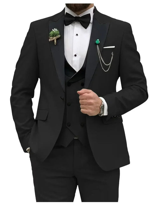Slim Fit Men Suits Double Groom Formal Business Male Blazer Set Peak Lapel Party Wedding Tuxedo (Jacket+Vest+Pants) SHOWLU FASHION STORE