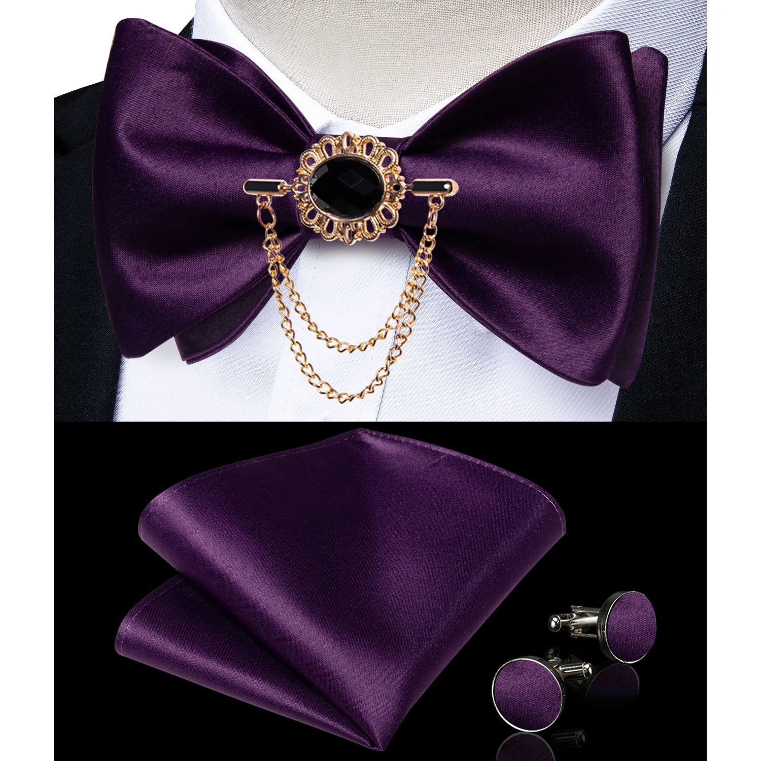 Pink Plaid Solid Men's Self Tie Bow Tie Silk Jacquard Woven Wedding Party Bowtie Hanky Brooch Set Men Butterfly Necktie DiBanGu SHOWLU FASHION STORE
