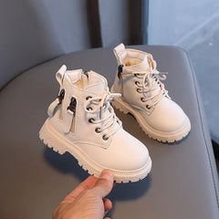 Rubber Boots for Children Boys Tide Boots Autumn Winter Warm Cotton Ankle Boots for Kindergarten Girls Kids Boots Double Zip New SHOWLU FASHION STORE