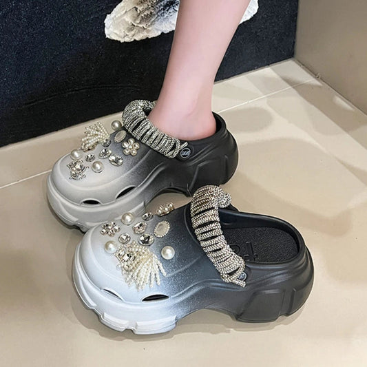 Gradient Color Charms Sandals 2024 New Clog Shoes Outdoor Women Slippers Thick Sole High Quality Summer Sandals For Girls SHOWLU FASHION STORE