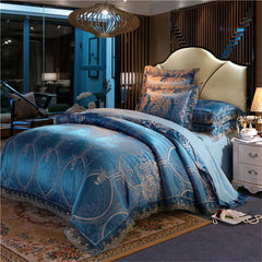 Nordic Satin Jacquard Duvet Cover Set Luxury Flower Bedding Set Adlut Quilt Cover Pillowcases Sheet Twin Queen King Home Texiles SHOWLU FASHION STORE