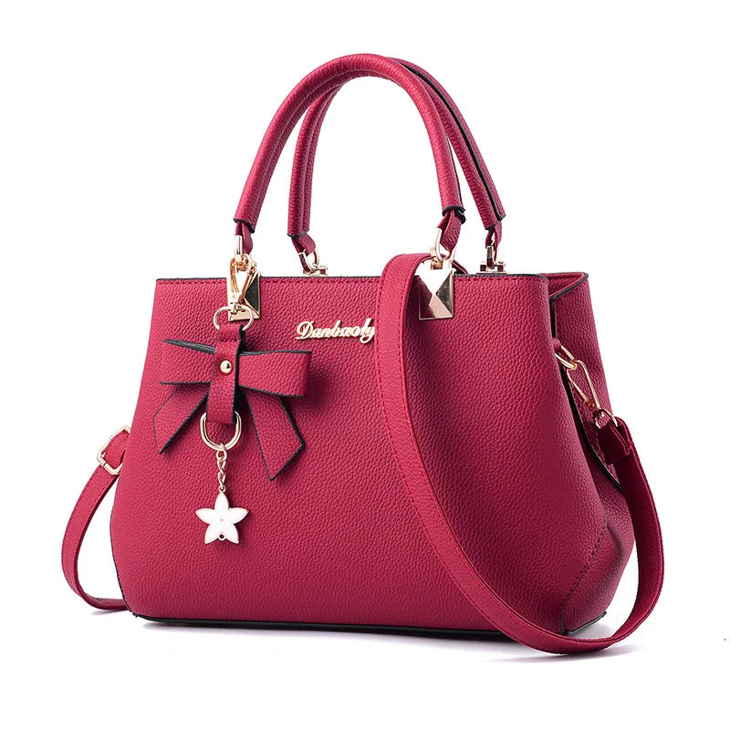 Yogodlns Elegant Women Messenger Bags with flower pendant Office Ladies Totes Pure Handbag for female Crossbody Shoulder Bags SHOWLU FASHION STORE